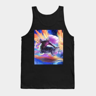 Trippy Space Sloth Turtle - Sloth Pizza Tank Top